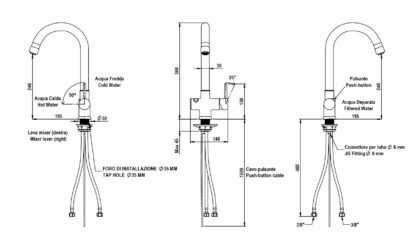 Miscelatore elettronico a 3 vie canna ad "arco" (diam. mm 30 ) - immagine 2